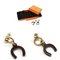 Hermes Earrings Amulet Buffalo Horn Lacquer Horseshoe Stirrup Brown, Set of 2 2