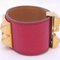 HERMES bracelet Collierd cyan red leather x gold metal fittings 3