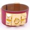 HERMES bracelet Collierd cyan red leather x gold metal fittings 2