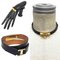 HERMES Leather Bracelet COLLIER DE CHIEN Collier de Chien Double Tour S Size Black x Gold T Stamped 2 Rows aq9419 2