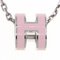 HERMES Necklace Pop Ash Pink Silver Metal H Cube Ladies Pendant Chain 2