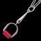 HERMES Equestre PM Necklace Metal Leather Silver Pink Chain Pendant 2
