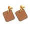 Hermes Earrings Ace Of Heart As De Coeur Swift Leather Gold Brown Y Engraved Playing Cards Women'S Convenient T3895, Set of 2 4