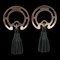 Hermes Trotter Earrings Buffalo Horn X Lambskin Black/Gray Ladies, Set of 2 1