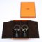 Hermes Trotter Earrings Buffalo Horn X Lambskin Black/Gray Ladies, Set of 2 5