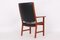 Mid-Century Mahogany & Black Leather Armchair by Hans J. Wegner for Johannes Hansen 3