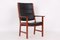 Mid-Century Mahogany & Black Leather Armchair by Hans J. Wegner for Johannes Hansen 6