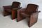 Italian Curved Rosewood & Leather Armchairs, 1970s, Set of 2 1