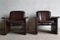 Italian Curved Rosewood & Leather Armchairs, 1970s, Set of 2 4