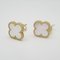Vintage Alhambra Pierced Earrings Pierced Earrings in Gold & Mother of Pearl from Van Cleef & Arpels, Set of 2 5