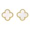 Vintage Alhambra Pierced Earrings Pierced Earrings in Gold & Mother of Pearl from Van Cleef & Arpels, Set of 2 1