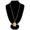 YVES SAINT LAURENT Necklace Gold GP YSL Rhinestone Jewelry Stone Square Long Chain Ladies Plated 9