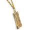 YVES SAINT LAURENT Necklace Gold GP YSL Rhinestone Jewelry Stone Square Long Chain Ladies Plated 5