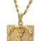 YVES SAINT LAURENT Necklace Gold GP YSL Rhinestone Jewelry Stone Square Long Chain Ladies Plated 6