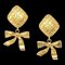 Chanel 1980s Dangle Bow Earrings Gold Clip-On 27683, Set of 2 1