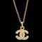 CHANEL 1984 Gold CC Faux Crystal Pendant Necklace 112171 1