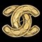 CHANEL 1986-1994 Quilted CC Brooch Gold 1152 81231, Image 1