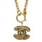 CHANEL 1986-1994 Quilted CC Gold Chain Pendant Necklace 3857 AK38293k 2