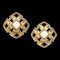 Chanel 1993 Diamond Faux Pearl Earrings Clip-On Gold 23 27149, Set of 2 1