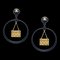 Chanel 1994 Bag Motif Hoop Earrings 64042, Set of 2 1