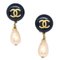 CC Black and Faux Teardrop Pearl Dangle Earrings from Chanel, Set of 2 1