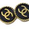Chanel 1994 'Cc' Rope Edge Knopf-Ohrringe in Gold & Schwarz 151965, 2er Set 2