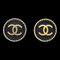Chanel 1994 Gold & Black 'Cc' Rope Edge Button Earrings 151965, Set of 2 1