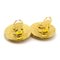 Gold Quilted CC Round Earrings from Chanel, Set of 2 2