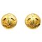 Gold Quilted CC Round Earrings from Chanel, Set of 2, Image 1