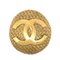 Oval Woven CC Brooch Pin in Gold from Chanel 1