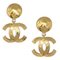 Quilted CC Dangle Earrings in Gold from Chanel, Set of 2 2