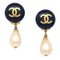 CC Black and Faux Teardrop Pearl Dangle Earrings from Chanel, Set of 2, Image 1