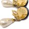Chanel 1995 Black Cc Button & Faux Teardrop Pearl Dangle Earrings 97503, Set of 2 4