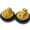 Gold and Black CC Button Earrings from Chanel, Set of 2 3