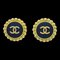 Boucles d'Oreilles Bouton "Cc" Dorées et Noires 132749 Chanel 1995, Set de 2 1