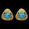 Chanel 1995 Gold & Blue Marble 'Cc' Earrings 131576, Set of 2, Image 1