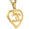 CHANEL 1995 Gold CC Heart Cutout Pendant Necklace 48545 2