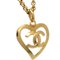 CHANEL 1995 Gold CC Heart Cutout Pendant Necklace 130755, Image 2