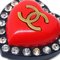 Pendientes Chanel Heart de diamantes de imitación con clip rojo negro 95P Gs02310E, Juego de 2, Imagen 2