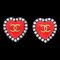 Chanel Boucles d'Oreilles Clip-On Heart Strass Rouge Noir 95P Gs02310E, Set de 2 1
