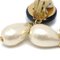 Chanel 1996 Black Cc Button & Faux Teardrop Pearl Dangle Earrings 27201, Set of 2 2