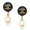 Black & Faux Teardrop Pearl Dangle Earrings from Chanel, 1996, Set of 2 1