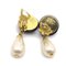 Chanel 1996 Black Cc Button & Faux Teardrop Pearl Dangle Earrings 28573, Set of 2 2