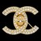 CHANEL 1996 Crystal & Gold CC Turnlock Brooch Small 51025, Image 1