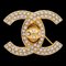 CHANEL 1996 Crystal & Gold CC Turnlock Brooch Small 121307 1