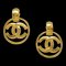 Chanel Hoop Dangle Earrings Clip-On Gold 96P 130793, Set of 2 1
