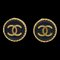Chanel Button Earrings Black 96P 120632, Set of 2, Image 1