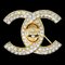 CHANEL 1997 Crystal & Gold CC Turnlock Brooch Small 46477 1