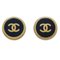 Gold & Black Cc Button Earrings from Chanel, Set of 2 1