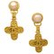 Chanel Artificial Pearl Dangle Earrings Clip-On Gold 94A 141204, Set of 2, Image 1